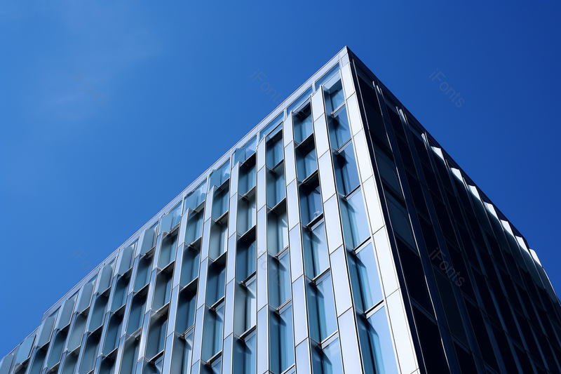 现代蓝色建筑科技企业商业办公楼市区科技园楼顶一角实拍,高清,摄影图,摄影图片,图片大全,摄影图免费下载